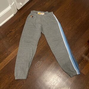 Aviator Nation 5 STRIPE SWEATPANTS - HEATHER GREY // BLUE